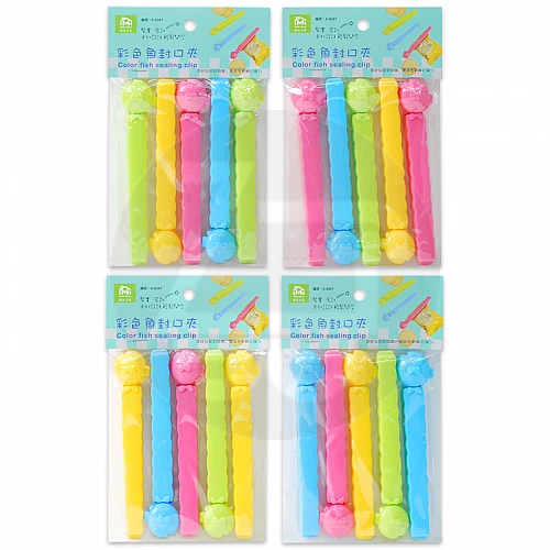 8347-5入彩色魚封口夾