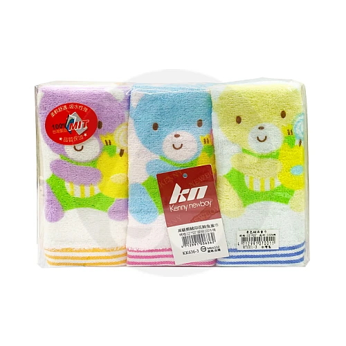 M7001-3 素色方格童巾(3入)